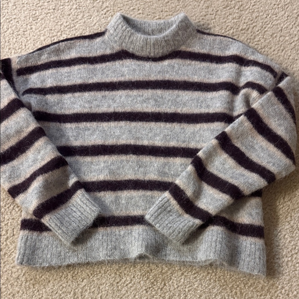 Madewell Gray and Black Striped Turtleneck Sweater Sz XXS